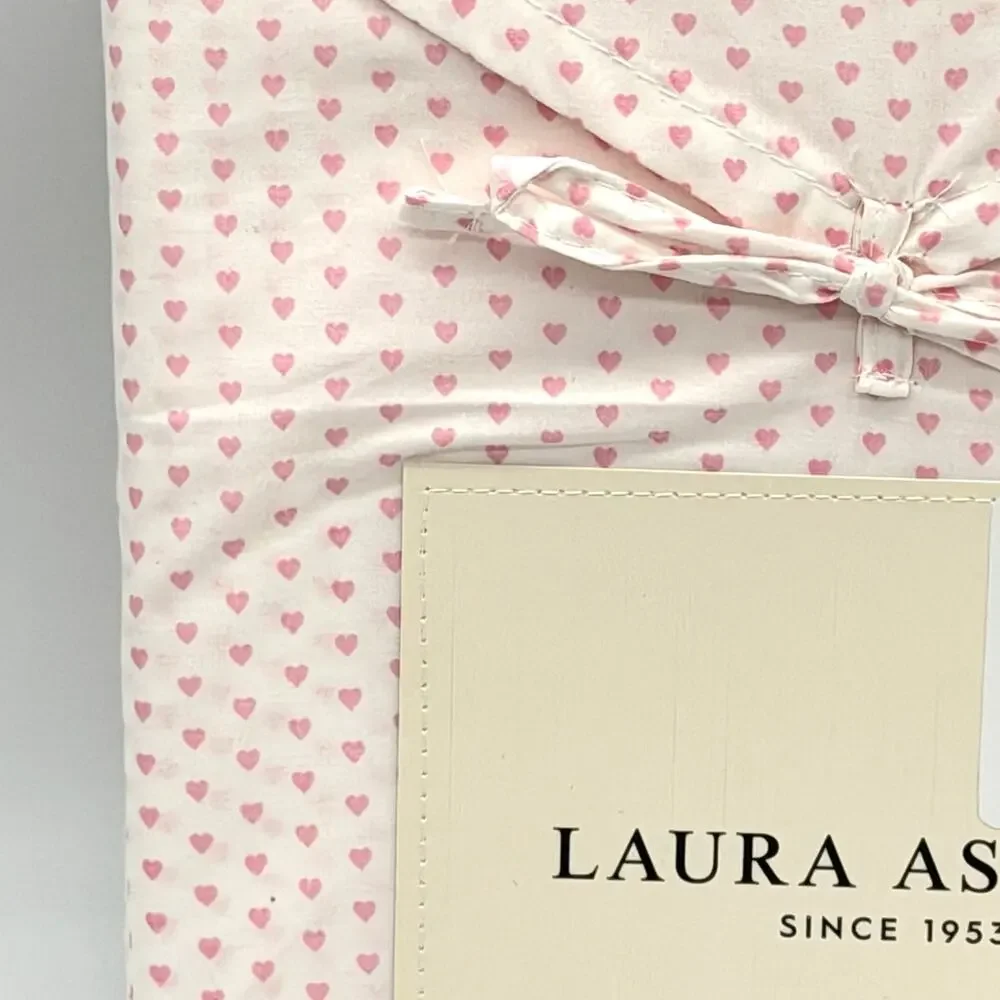 Laura Ashley QUEEN Heart To Heart Pink 4pc Cotton Sheet Set NEW